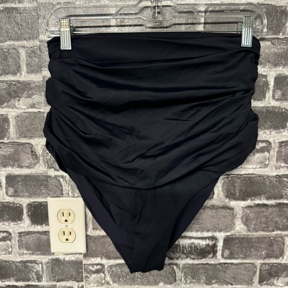 Skims bikini bottom high waisted black ruched swimsuit